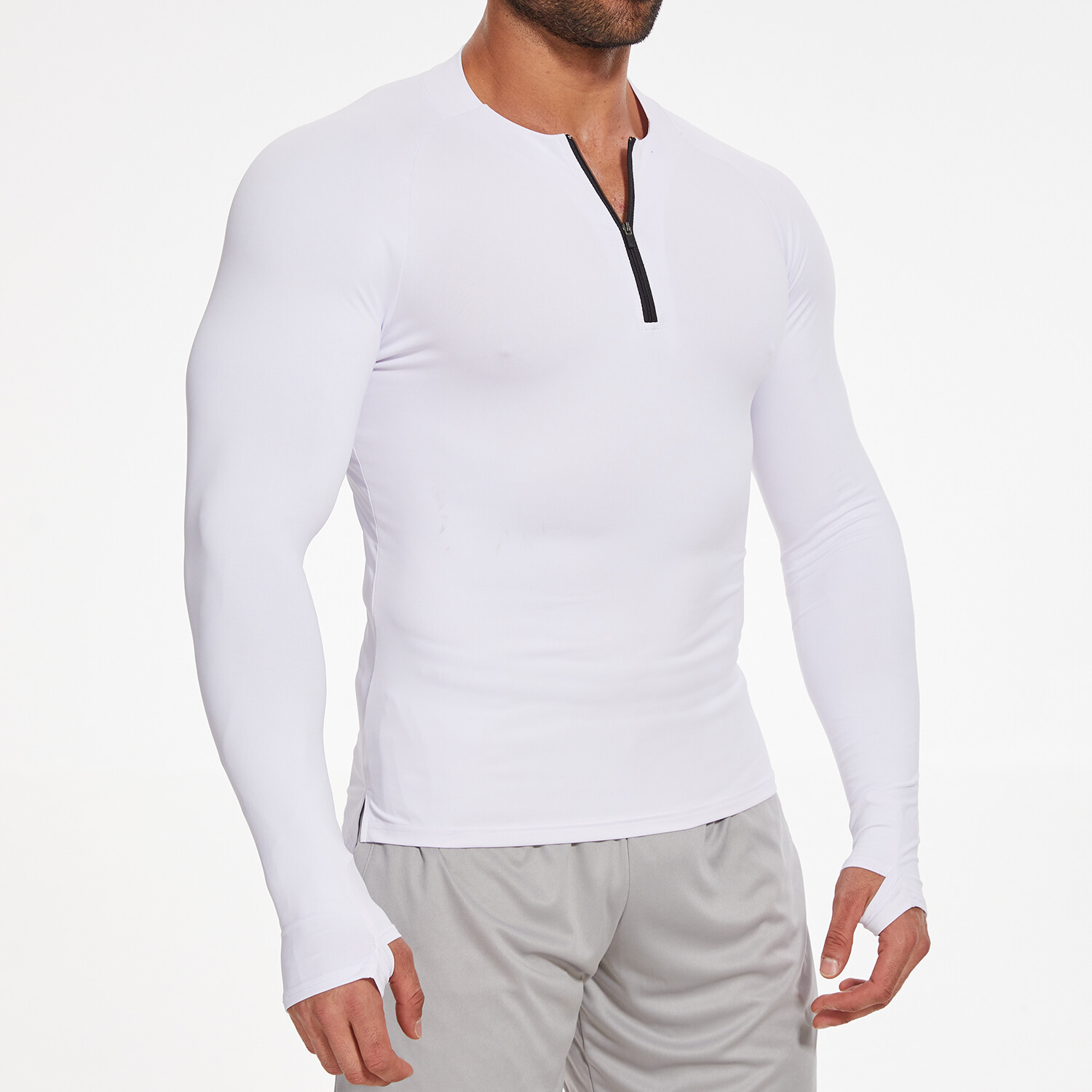 Men’s 1/4 Zip Long Sleeve Shirt Quick Dry Running Tops Athletic Quarter T-Shirt