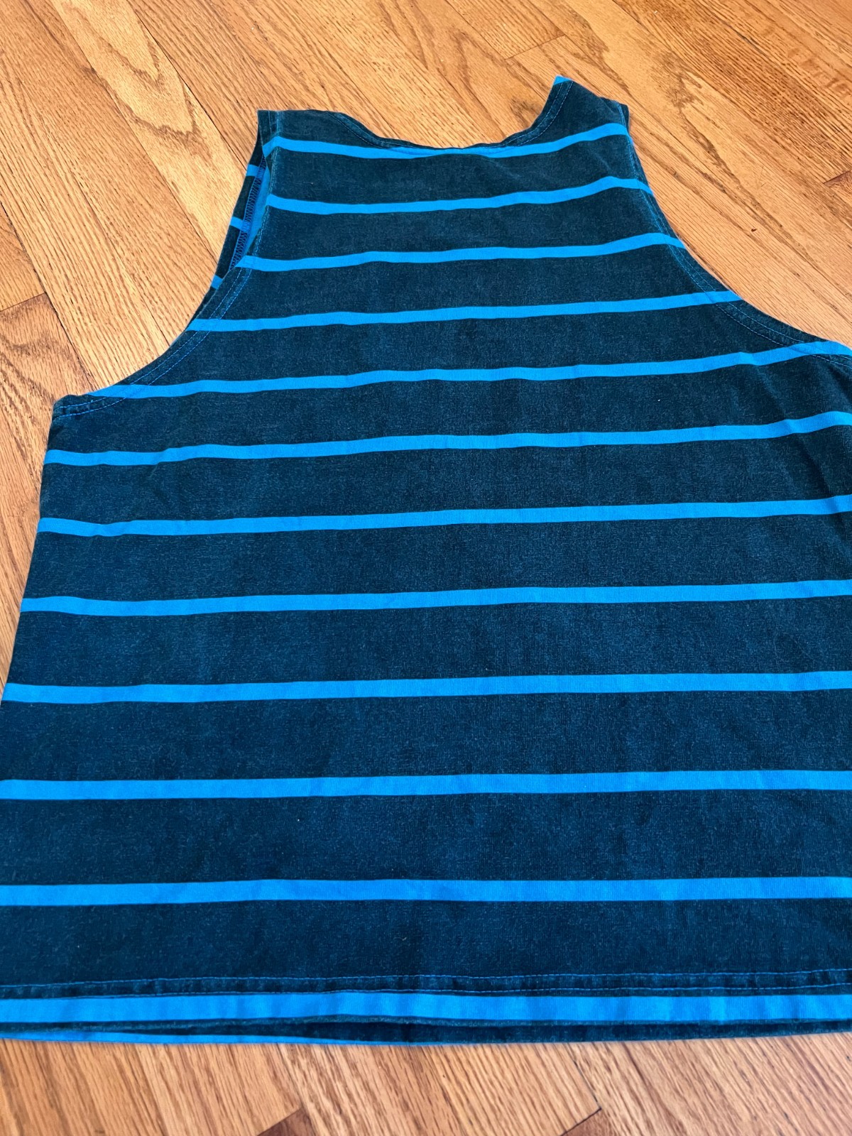 VTG 90s Ironman Triathlon Blue Striped Muscle Tank Top Shirt Medium Bodybuilding