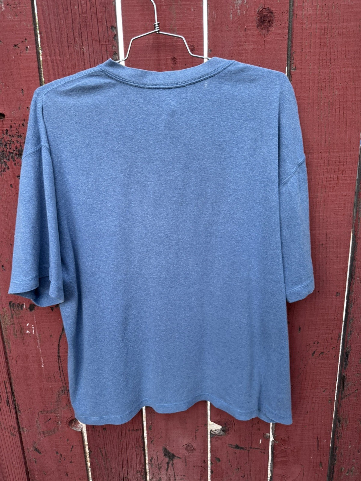 Vintage Basic Editions Blue Henley Shirt Grunge Boxy Preppy 100% Cotton Y2K 90s