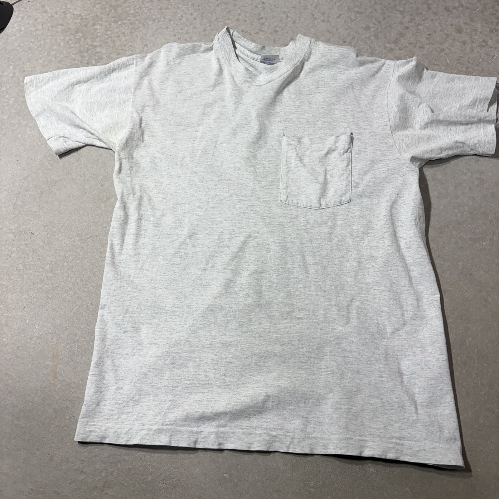 Vintage Single Stitch Pocket Shirt BVD Size Large Heather Grey White Made In USA