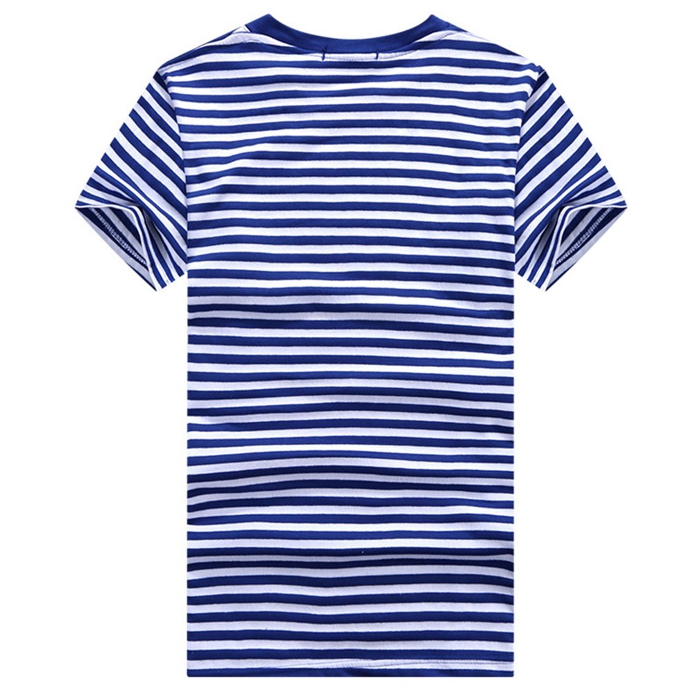Stylish Men’s Blue and White Striped Tshirt with Short Sleeves for Sports
