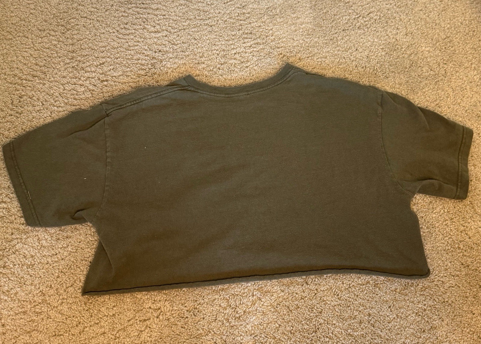 Cropped Graphic T-Shirt Olive Green Delta large cotton casual fall spring summer