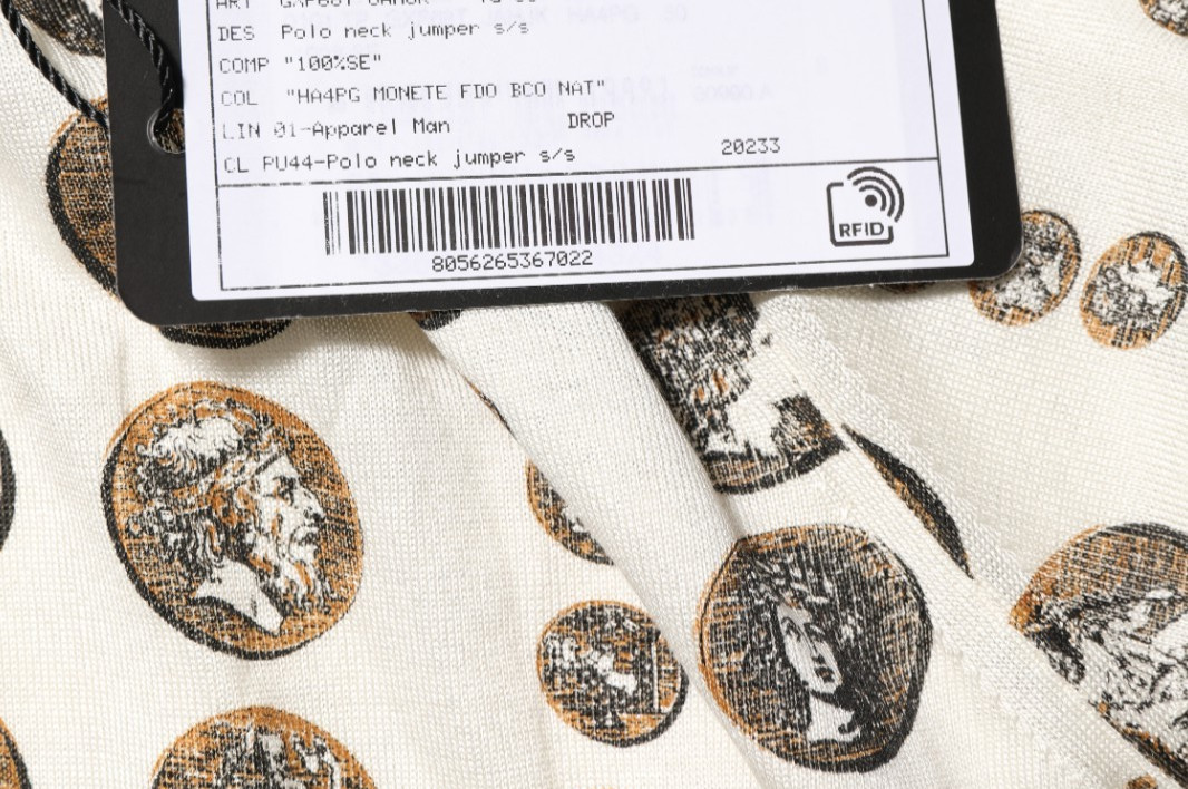 DOLCE & GABBANA T-shirt Silk Ivory Coin Print Logo Men Polo IT46/US36/S 1500usd
