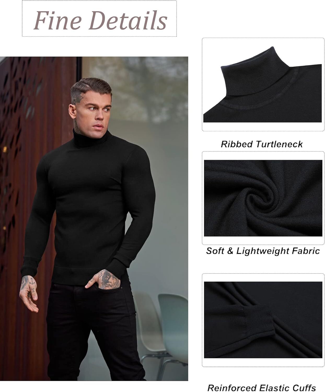 Men High-Neck Mock Turtleneck Solid Undershirt Long Sleeve Pullover Basic Layer