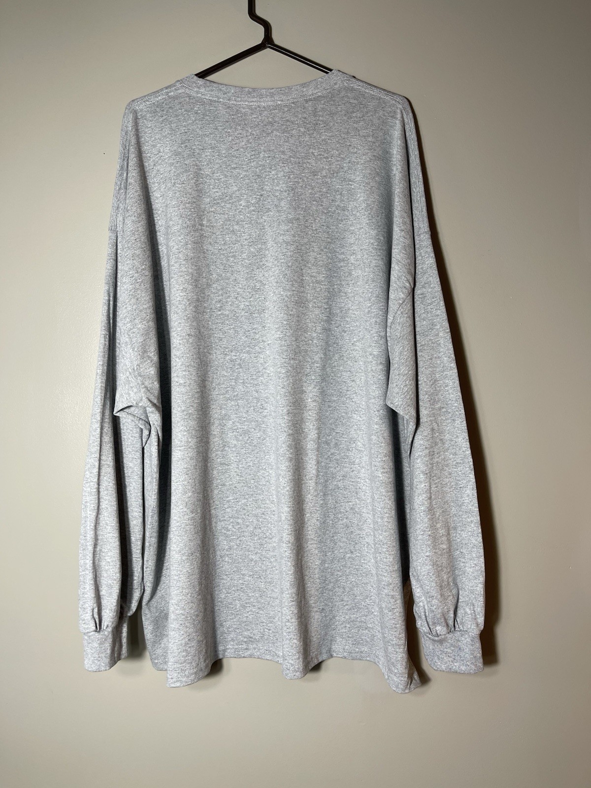 Gildan Men’s Long Sleeve T-Shirt Heavy Cotton Plain Blank Gray Tee Sz 4XL New