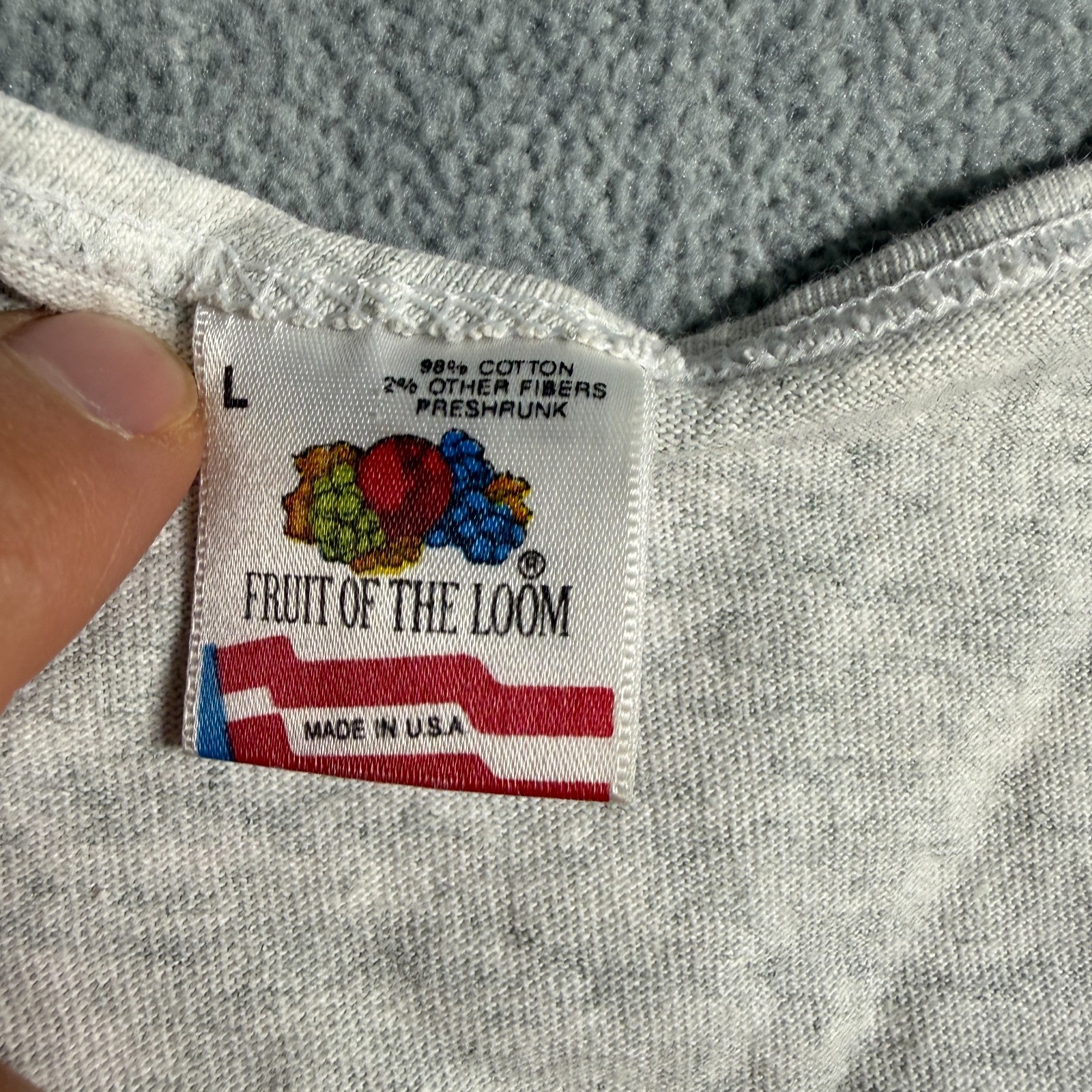 Fruit of the Loom Tank Top Mens L Gray Solid Blank Basic Undershirt Crew Made US
