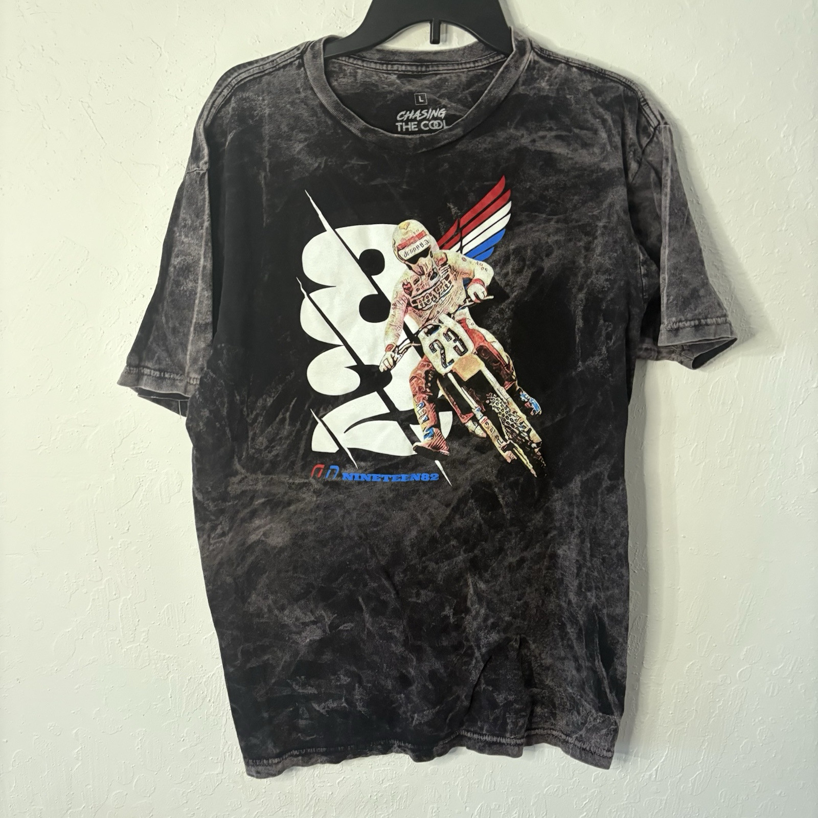 DBMX 1982 David Bailey Chasing The Cool Motocross T-Shirt Mineral Wash Black Pur