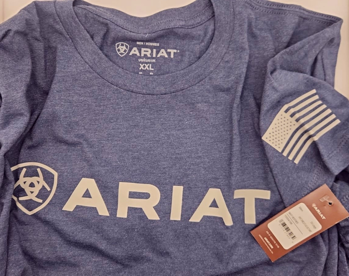 Ariat Men’s Shield Flag T-Shirt-54198 – New with Tag – NAVY HEATHER – Size 2XL