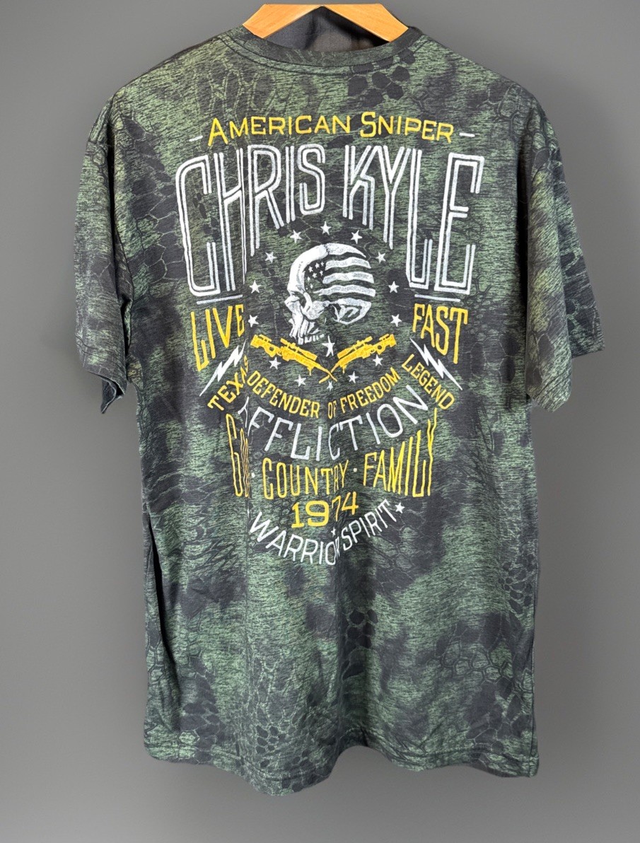 ✨Affliction Chris Kyle American Sniper Tshirt Patriotic Camo Tee – Large- EUC✨