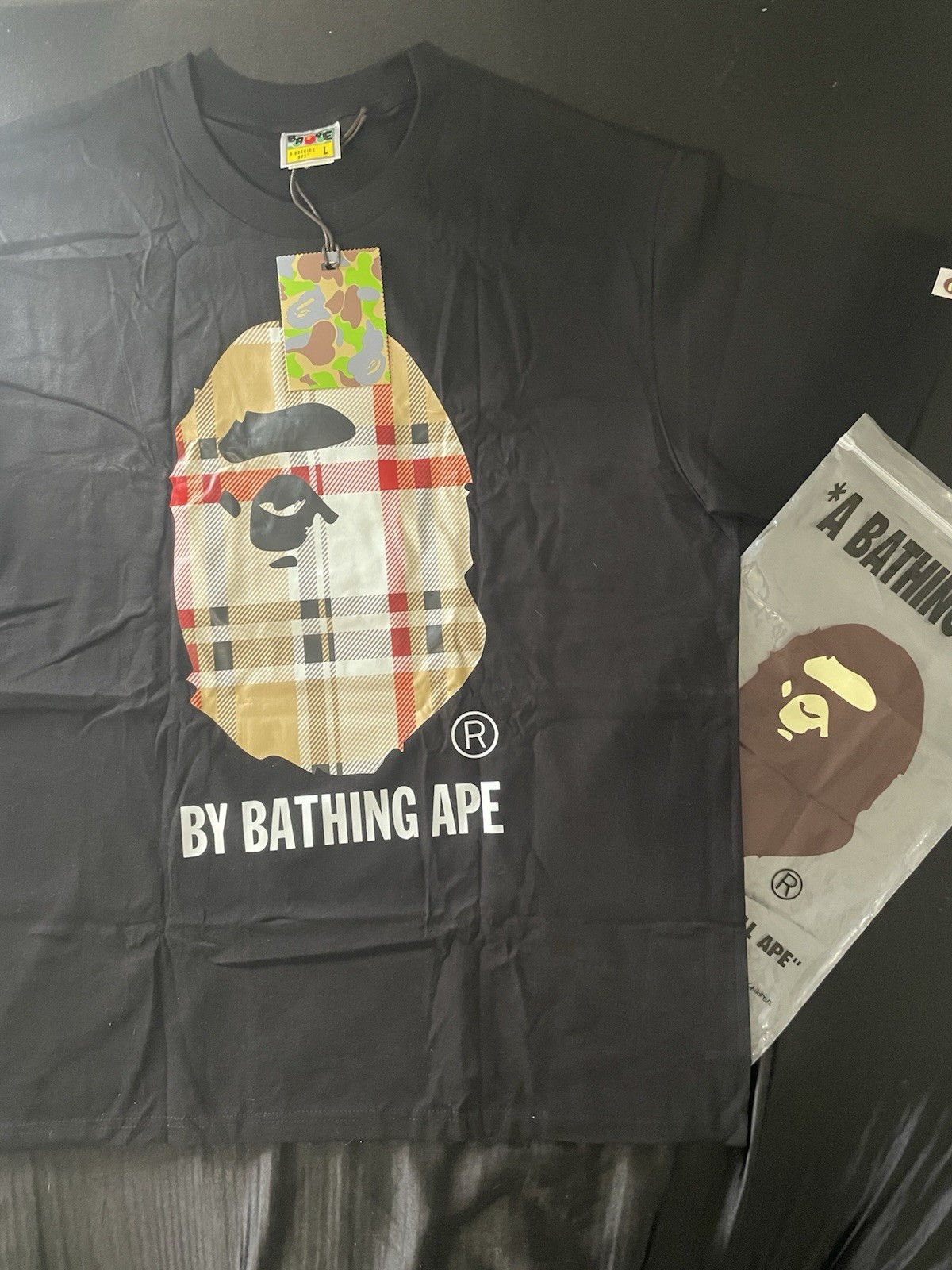 A Bathing Ape BAPE Men’s Black Graphic Logo Crew Neck Short Sleeve T-Shirt L