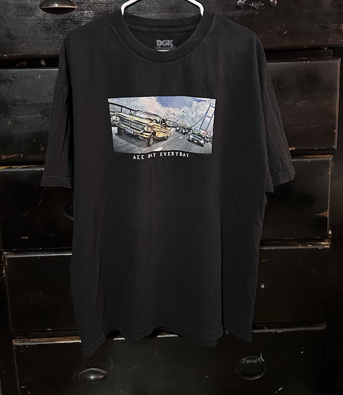 Mens Black DGK Cop Chase “All Day Everyday” Graphic Tshirt Sz 2XL