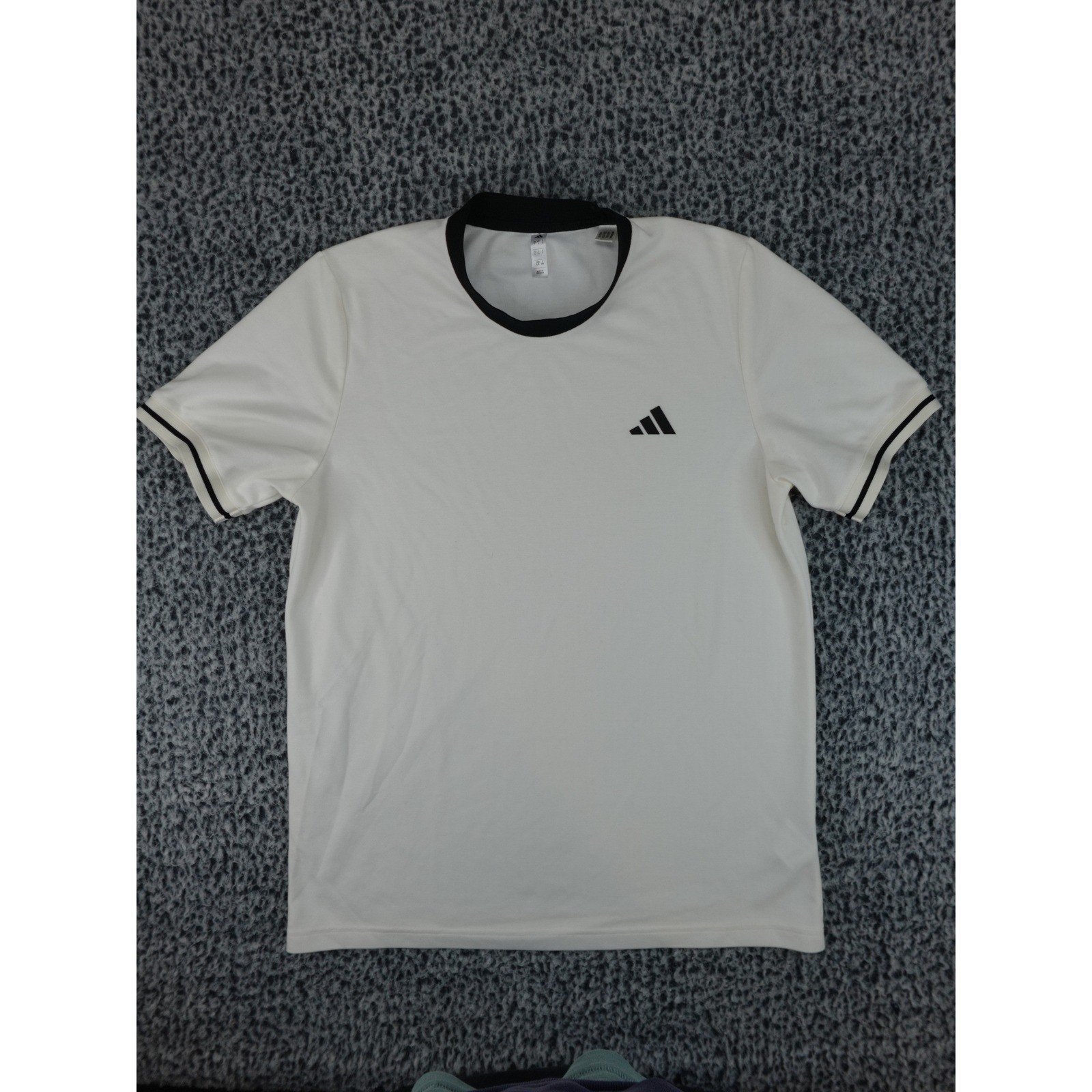Adidas Mens Performance T-Shirt White Black JC6742 Large Short Sleeve Crew Neck
