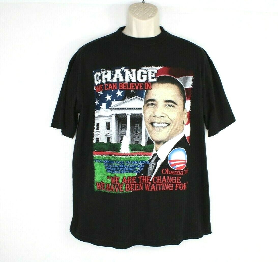 Vintage Barack Obama T Shirt Mens XL Change Presidential Campaign 2008