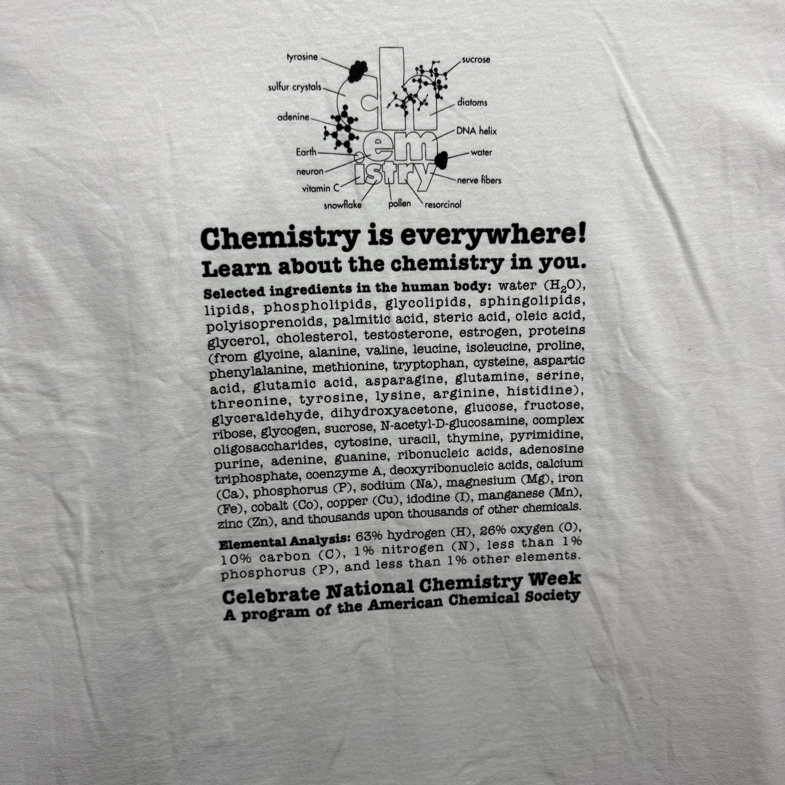 Vtg National Chemistry Week Shirt XL Science Scientist Grunge Colorful Graphic