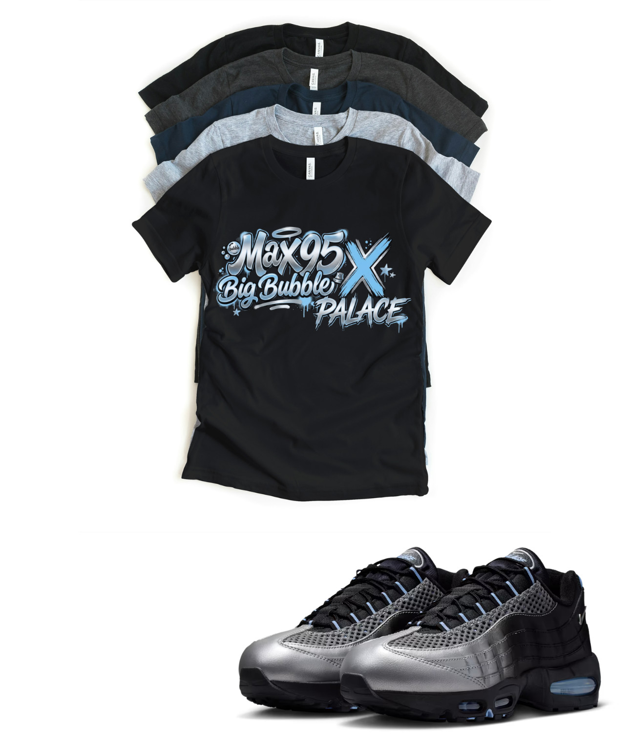 OG Air Max 95 X PALACE Big Bubble Sneaker Matching T-Shirt Limited Edition