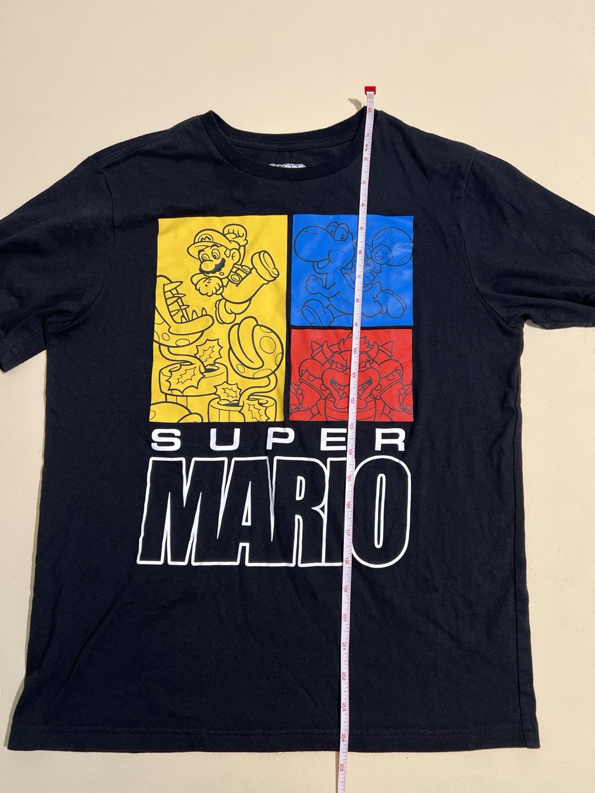 Super Mario T-Shirt Charcoal Graphics Size XL (14/16) Very Good