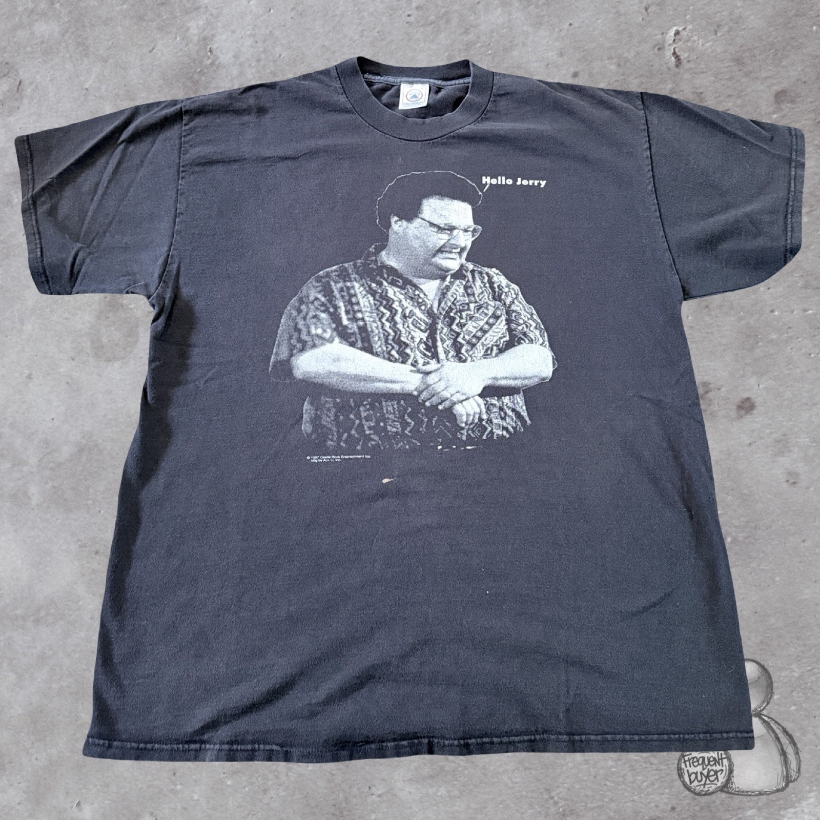 VINTAGE 1996 Hello Jerry Newman Seinfeld T-Shirt Black XL 90s 1997 Promo USA