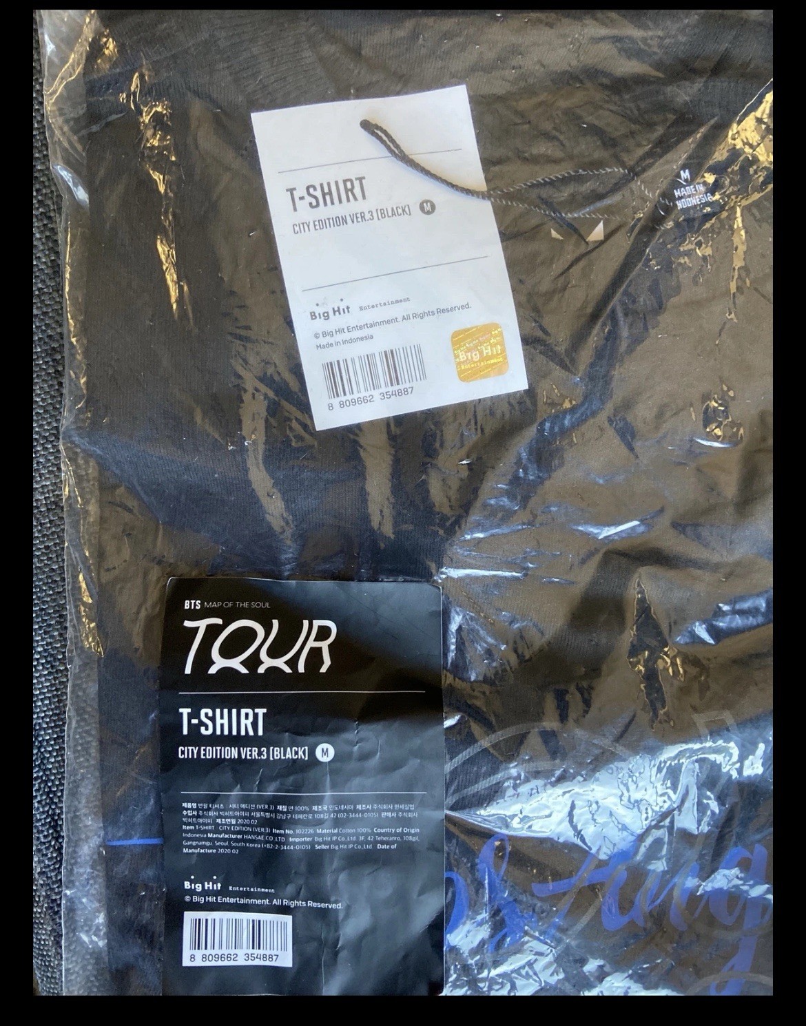 BTS Map of the Soul City Edition Black Graphic Logo Tee M Cotton Crew Neck