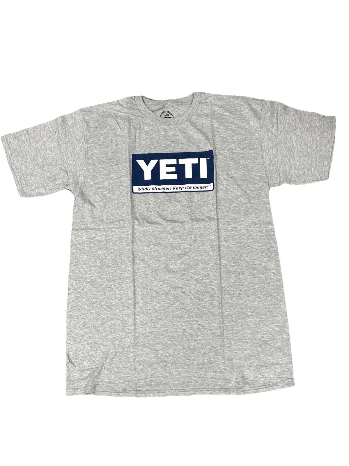 YETI T-Shirt Unisex Large Gray Short Sleeve Crew Neck New In Polybag Yeti Logo