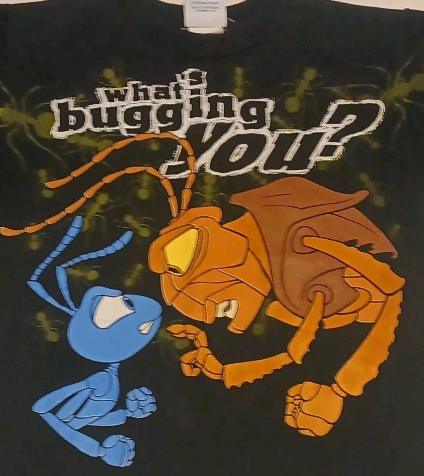 Vintage A Bug’s Life Disney Pixar Black Kids Large T-shirt