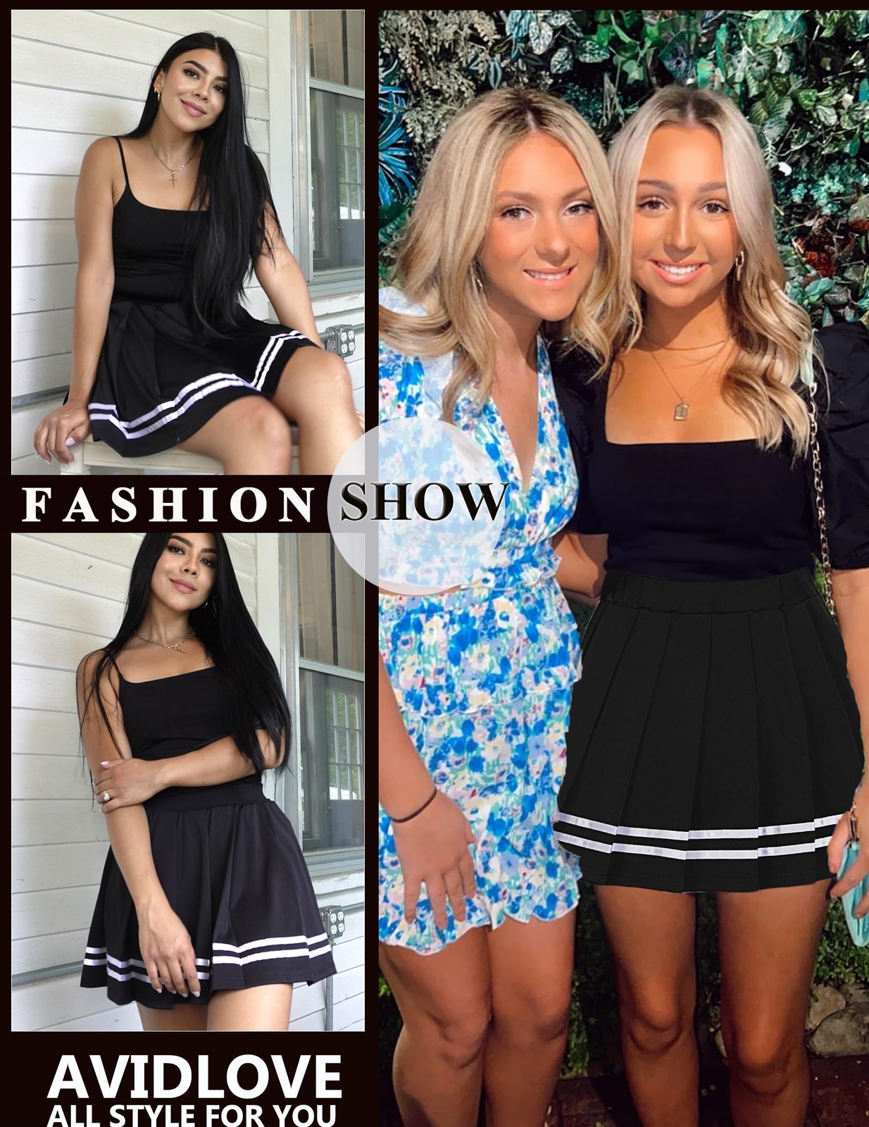 Black Pleated Skirt Mini Skirt School Girl Skirts High Waisted Skater Skirt B…