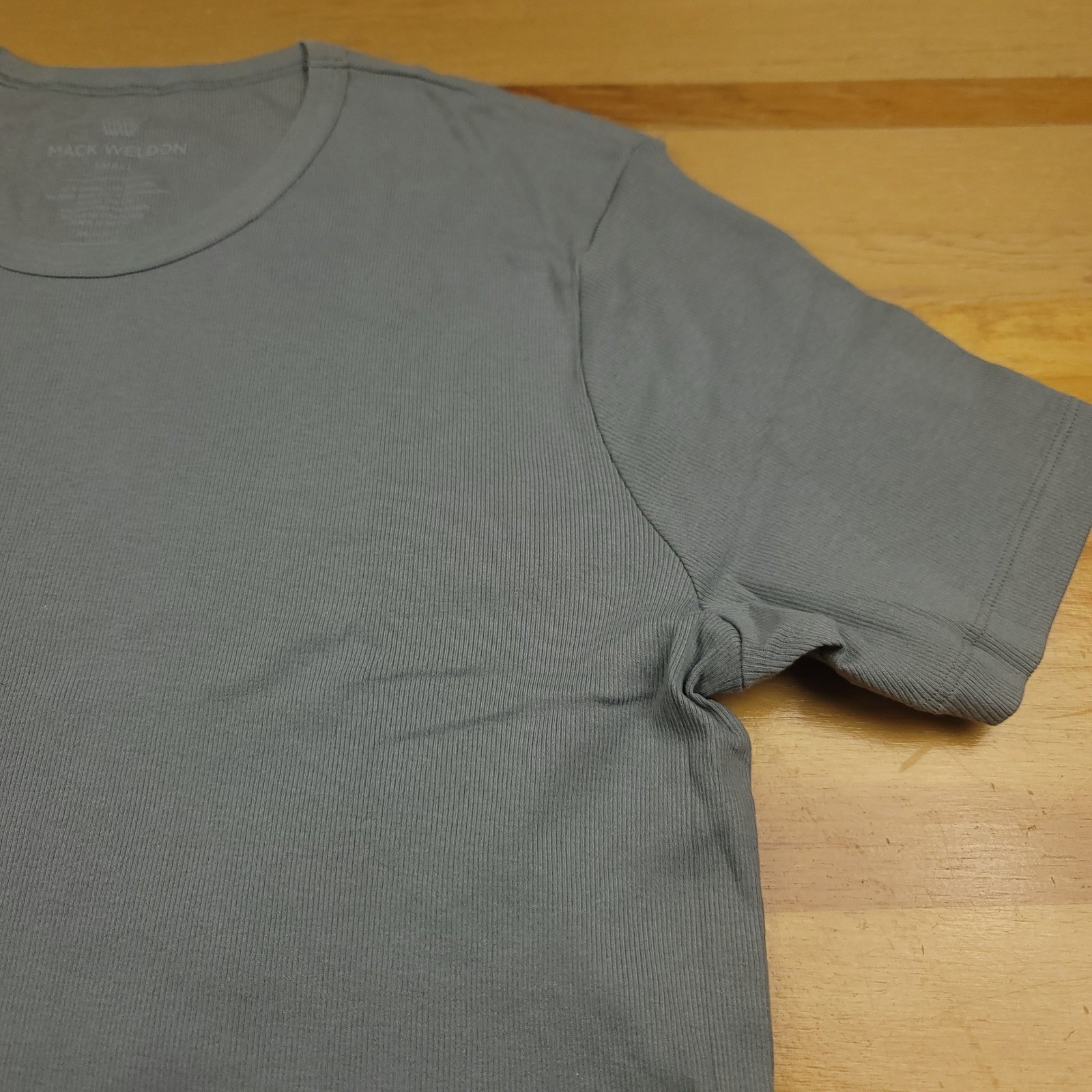 Mack Weldon Men’s Ribbed Crew Neck T-Shirt Gray Short Sleeve Size Small