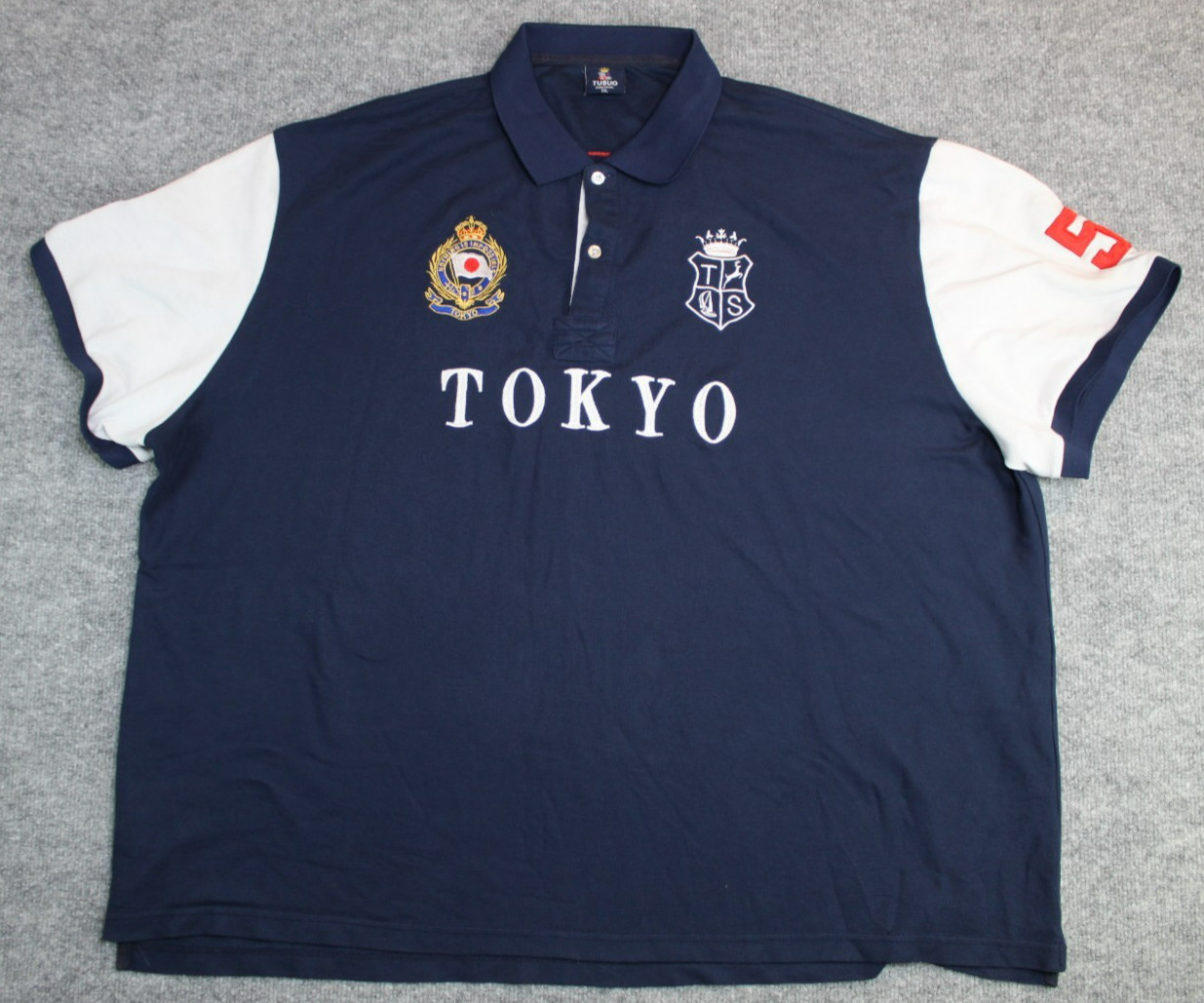 TUSUO TOKYO Japan Team 5 Ralph Lauren Style Polo Shirt Size 7XL Blue White Red