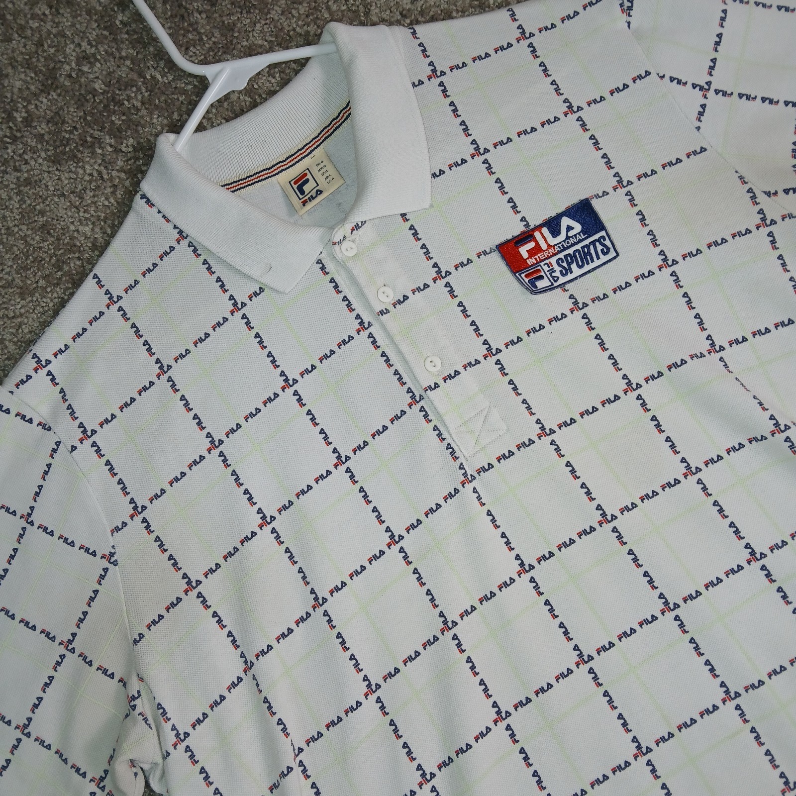 Vintage Fila International Sports Polo Shirt White Size Large