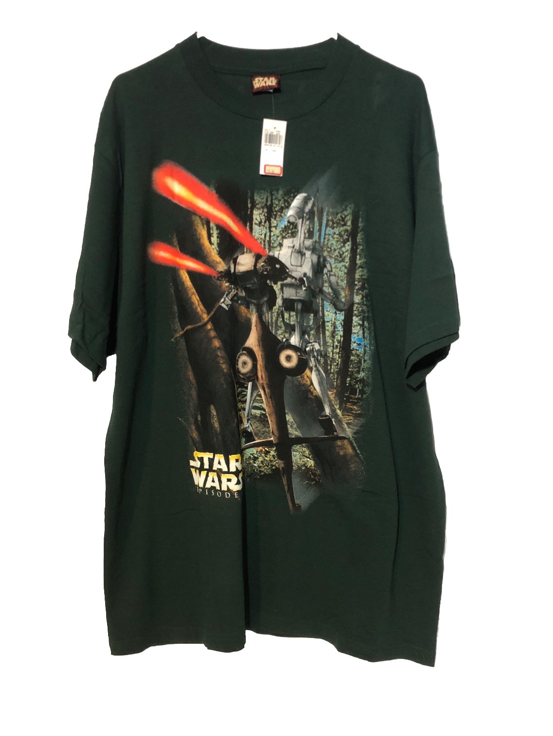 Vintage 1999 NWT! Star Wars Episode I Battle Droid STAP T-Shirt-Sz XL Dark Green