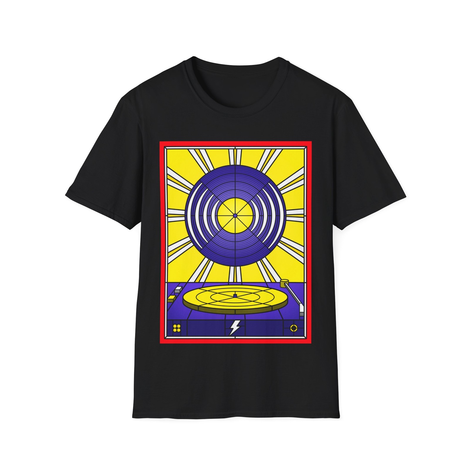 Vinyl Album Stained Glass T-Shirt, Music Graphic Tee, Regular Fit Top