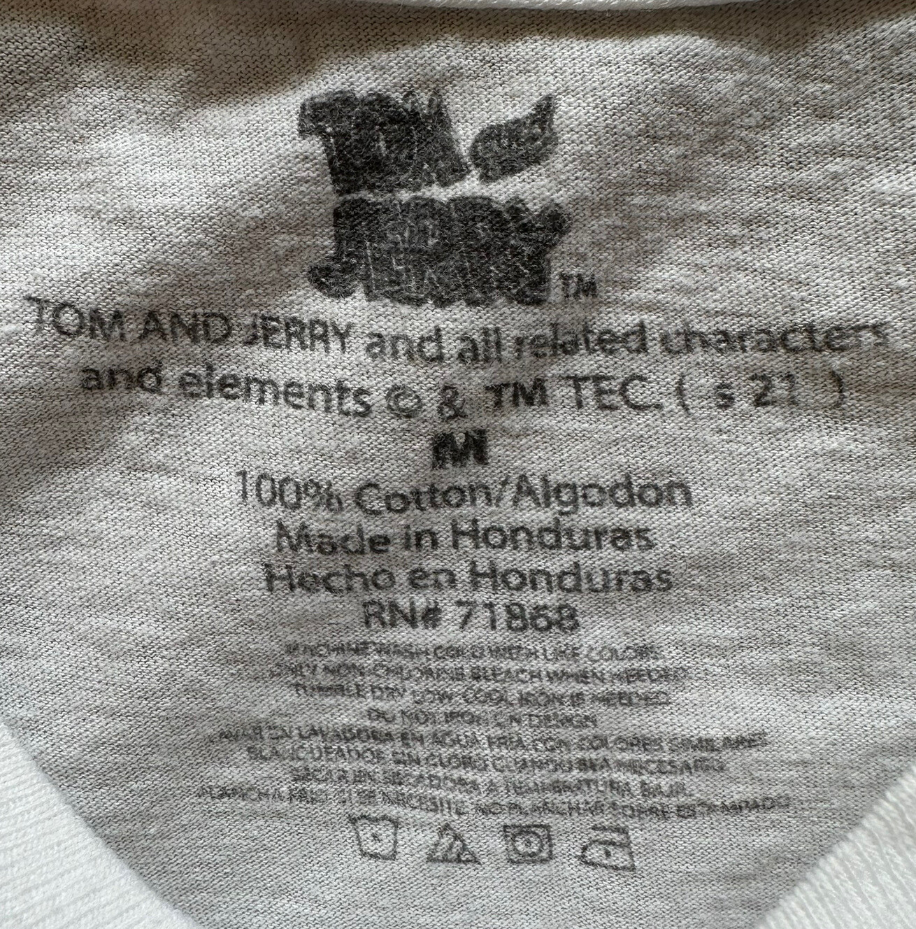 Tom and Jerry T Shirt Two Sided Hanna Barbera Size Medium White Graphic Puff Ink