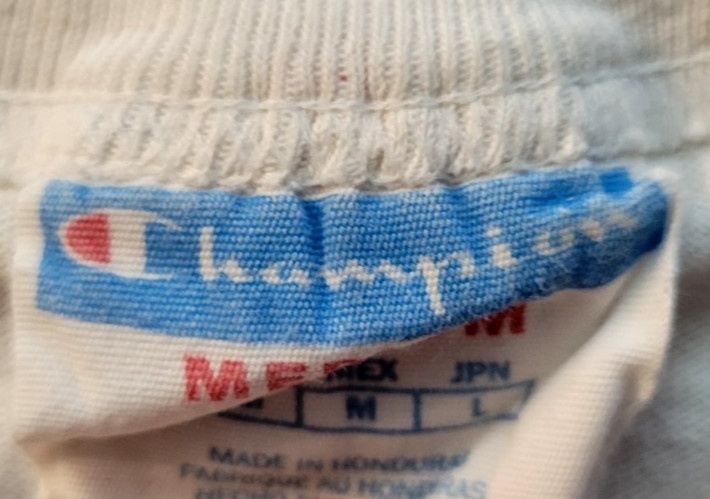 Champion Mens Embroidered Logo Shirt Med White Short Sleeve T-Shirt Vintage Y2K