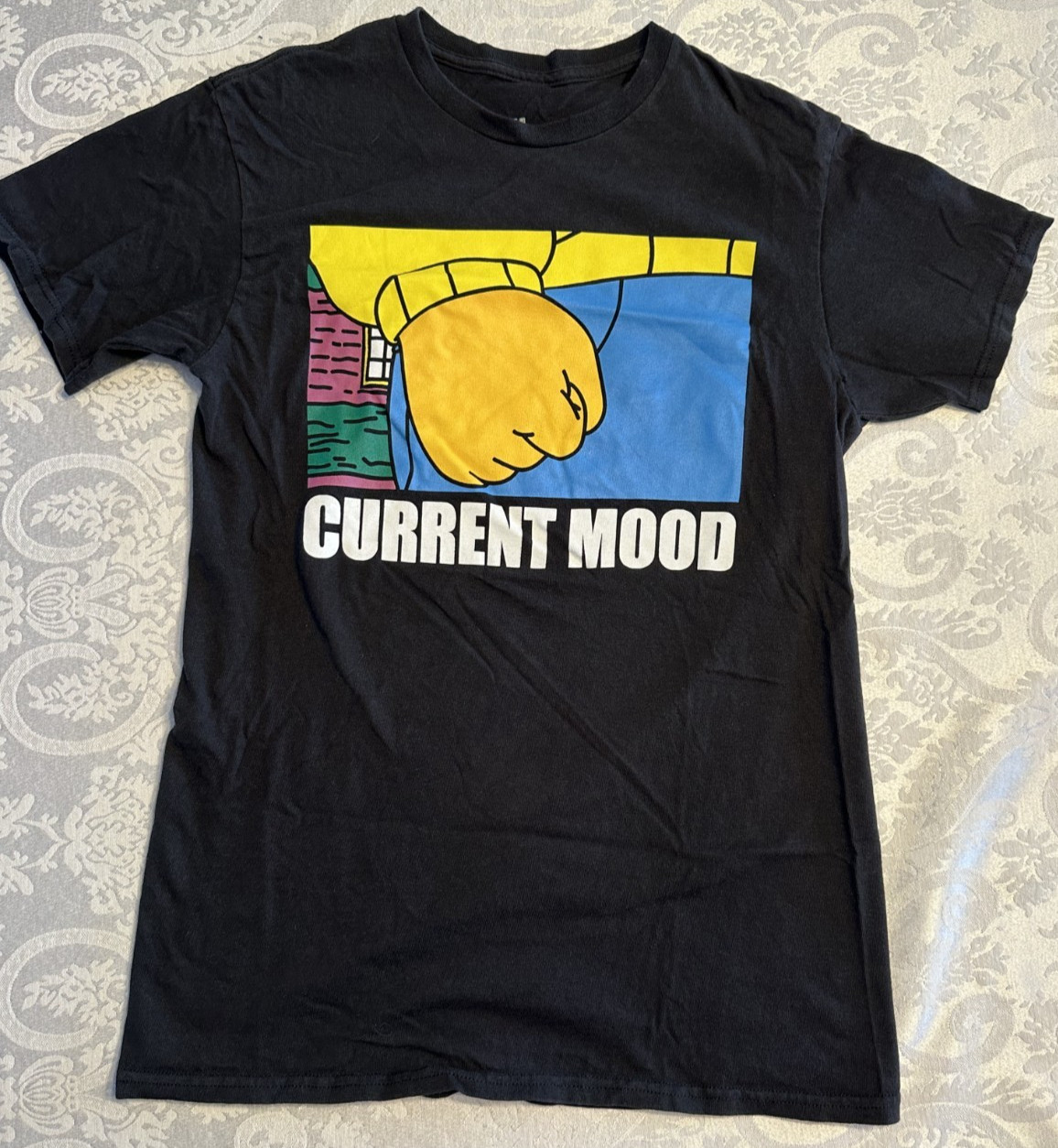 Mens Womens Unisex S Small ARTHUR PBS Kids Current Mood Black T-shirt Top