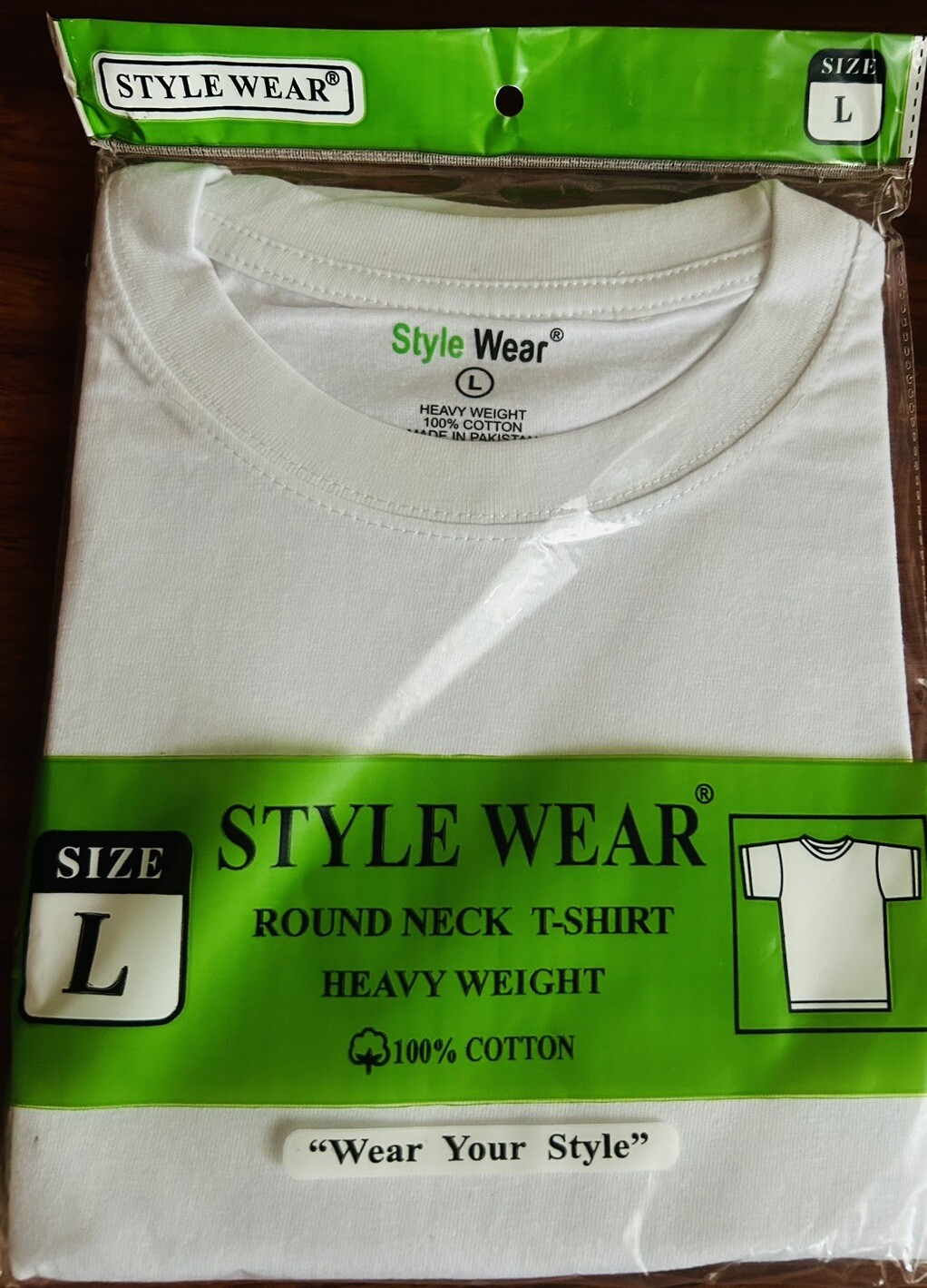 Style Wear T-Shirt – Round Neck White Large – 1 Count Only