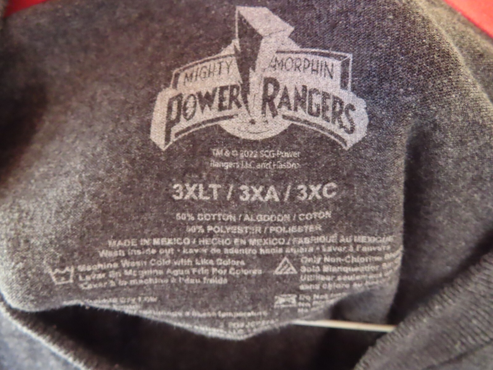 GIANT Mighty Morphin Power Rangers T-Shirt size 3XLT on Power Rangers Label EUC