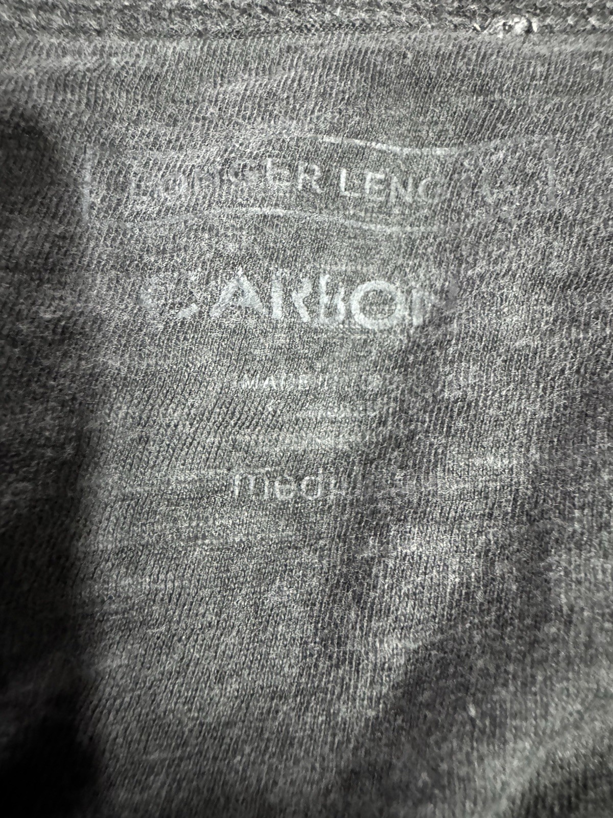 Carbon Tshirt Distressed Gray Longer Length Chest Pocket Men’s Medium