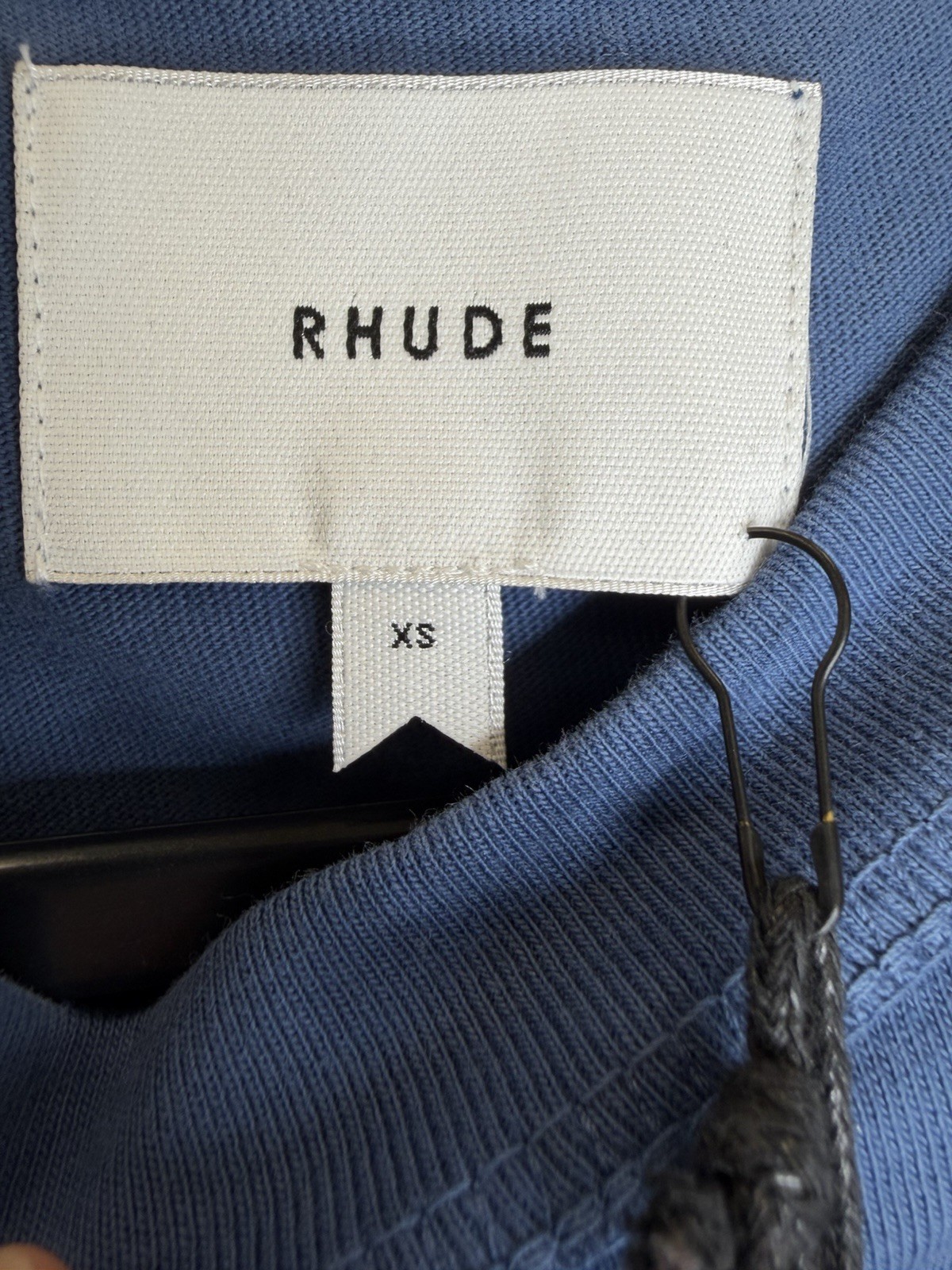RHUDE REVERSE TEE BLUE SCRIPT LOGO T-SHIRT MEN’S XS-MSRP $315
