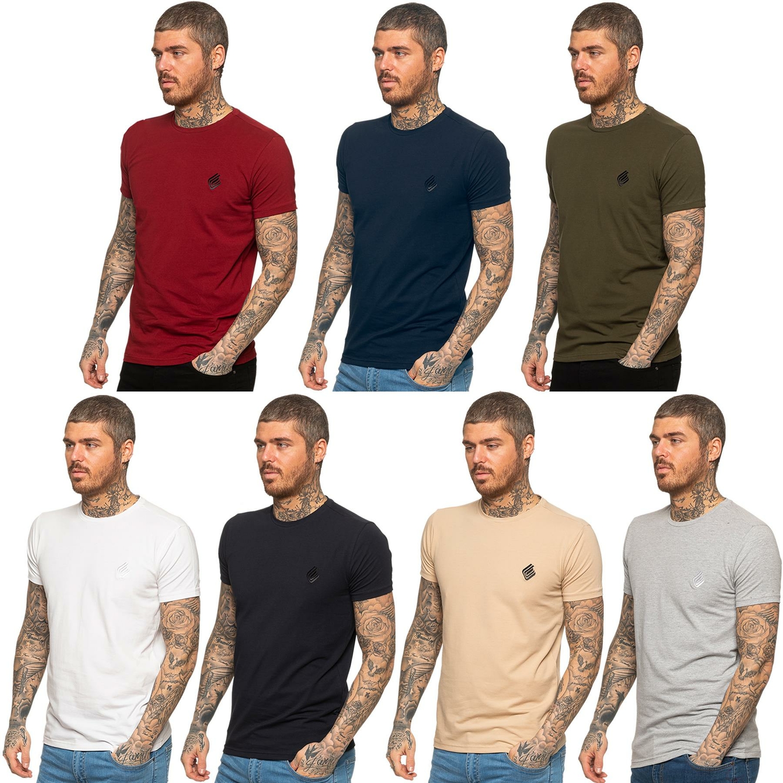 Mens Muscle Slim Fit Stretch T Shirt Gym Short Sleeve Top Crew Neck Tee S – XL
