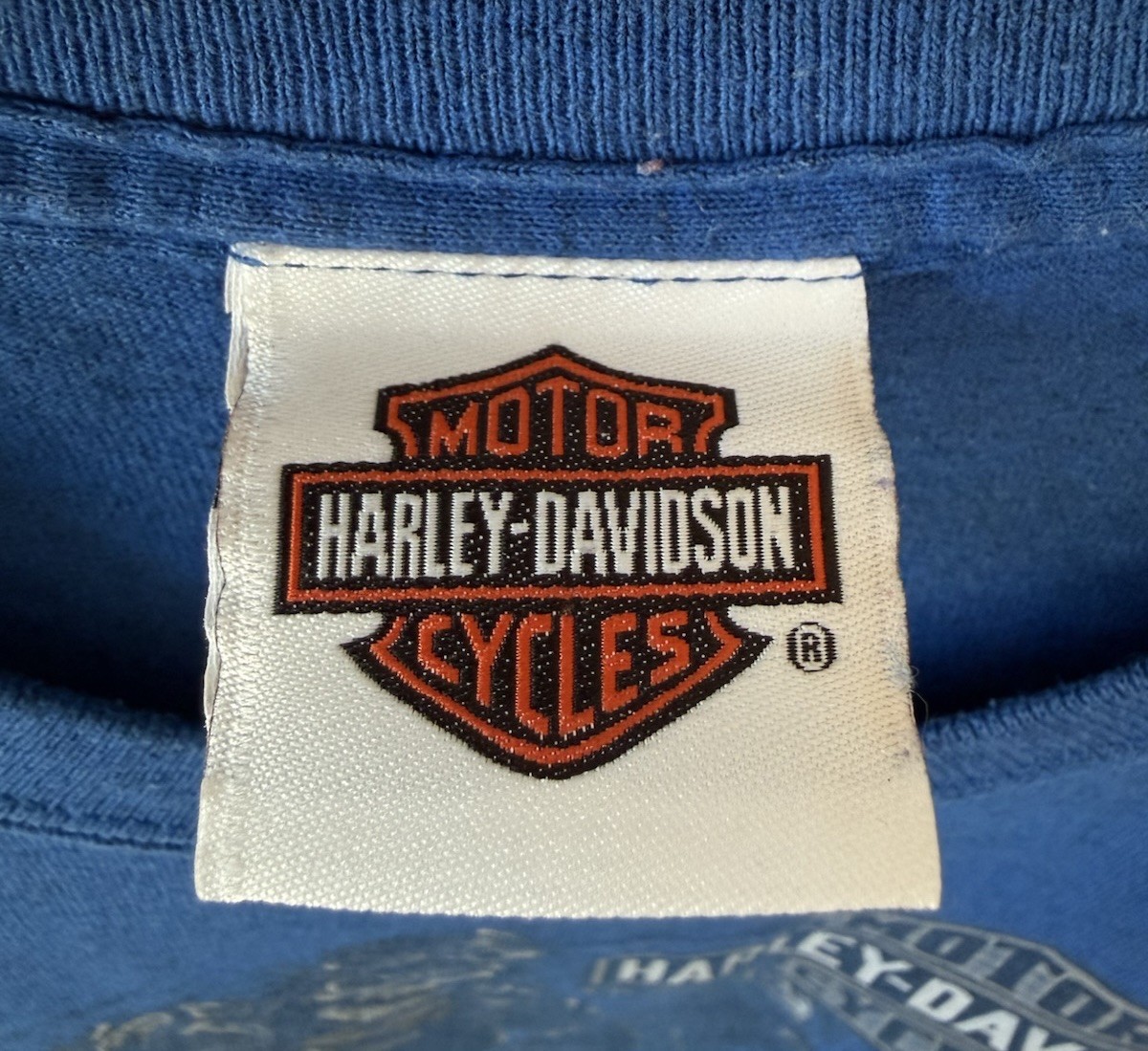 Harley Davidson Skull Motorcycles Blue T-shirt Paris 15 France Blue Medium VTG