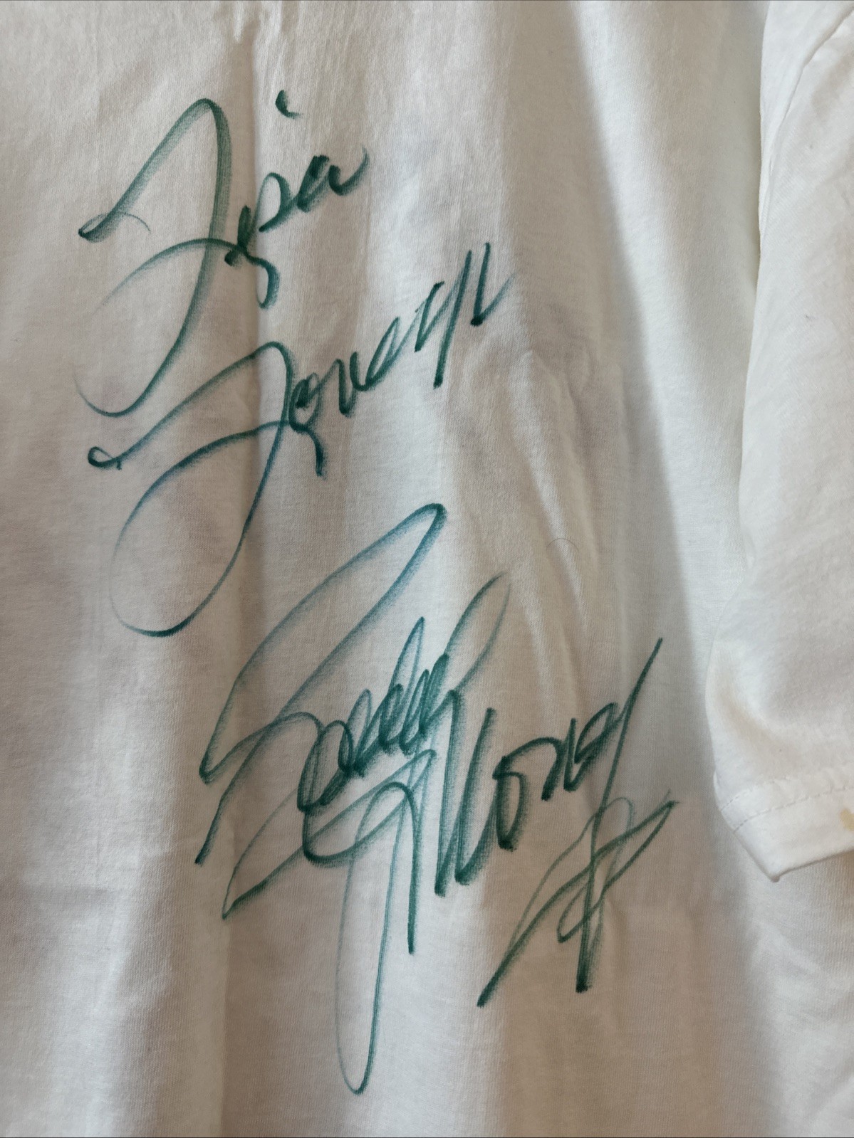 2001 Eddie Money Graphic White Tour Tee Personalized Autographed Back, Size L