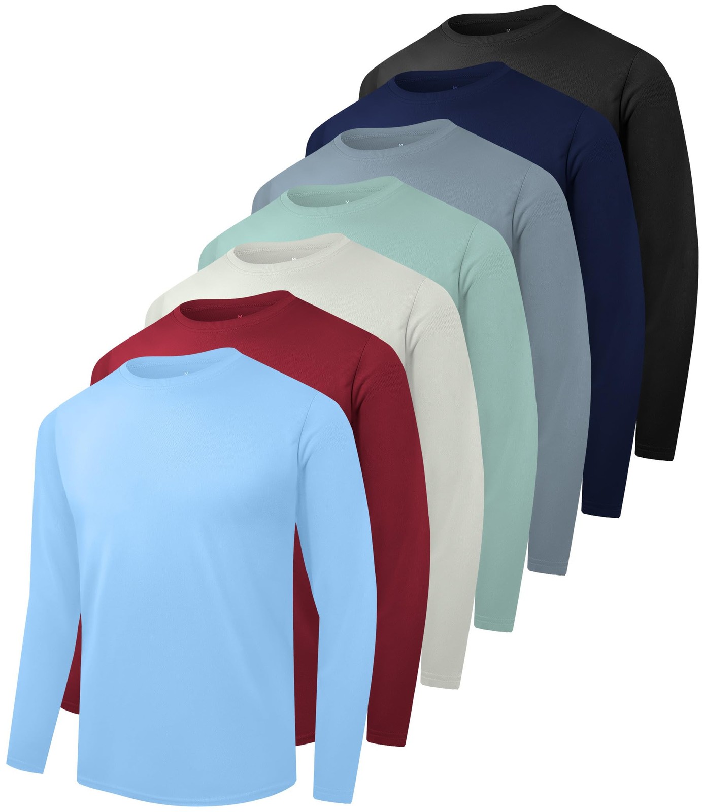7 Pack Men Dry Fit Workout Long Sleeve Athletic Gym UPF SPF UV Sun Protection…