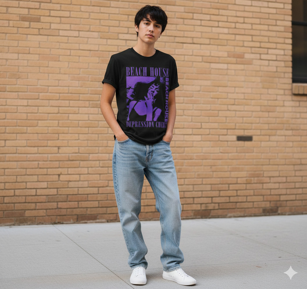 Indie Dream Pop Purple Graphic T-Shirt Black Aesthetic Music Tee – T332