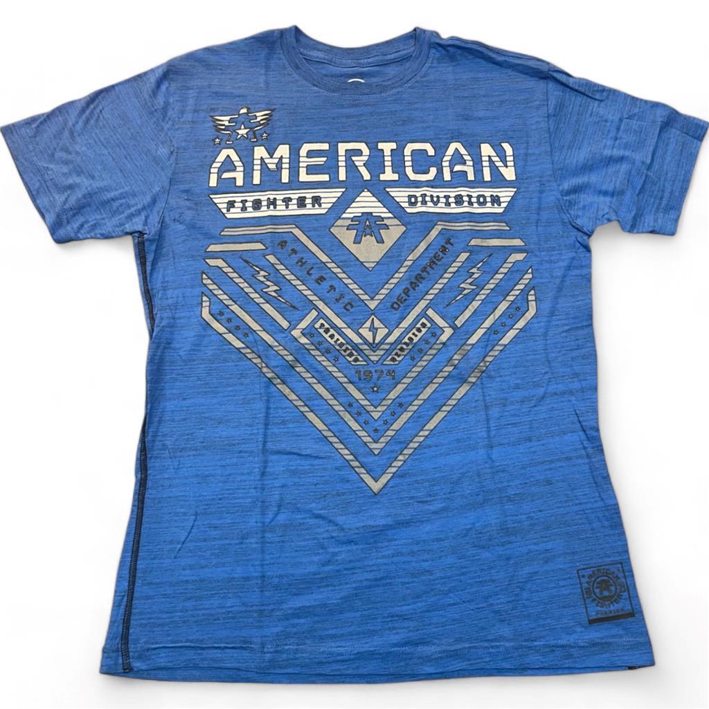 New Men’s American Fighter Premium Athletic MMA Blue T-Shirt XS-4XL