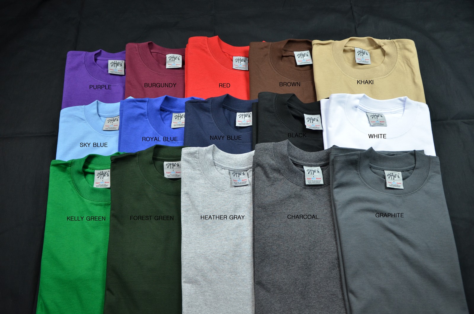 6 NEW SHAKA WEAR SUPER MAX HEAVY WEIGHT T-SHIRTS COLOR TEE PLAIN LARGE L 6PC
