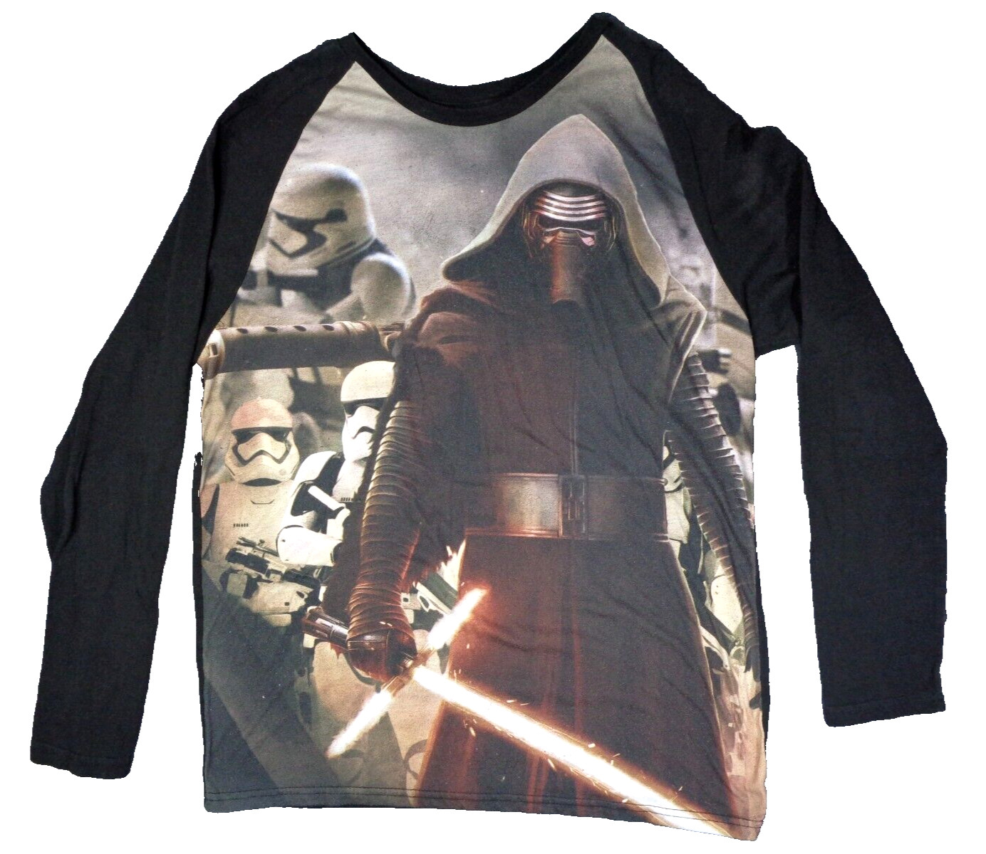 Star Wars Mens Long Sleeve Shirt Large Black Full Graphic Print Kylo Ren