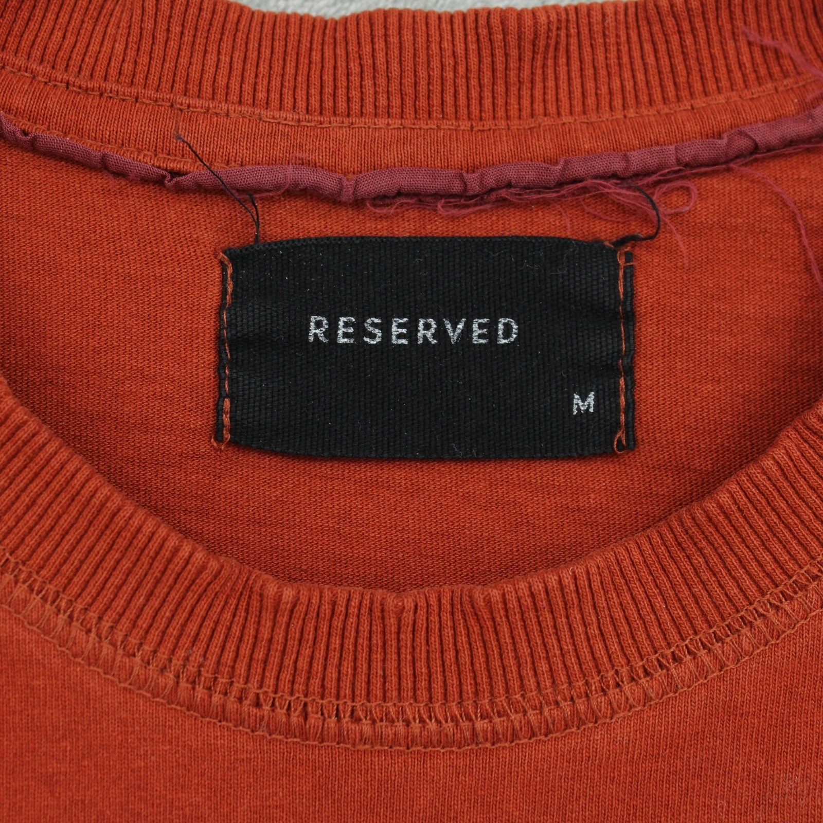 Reserved Shirt Mens Medium Orange Zipper Pocket Crew Sporty Casual Rust Orange