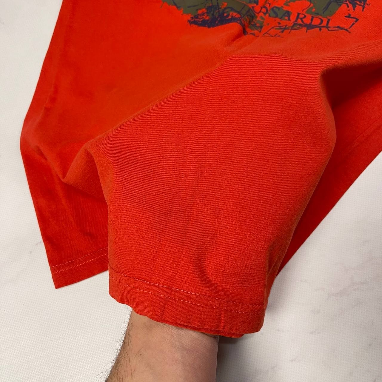 Vintage T-shirt Trussardi Big Logo Luxury tee Short Sleeve Red Size S