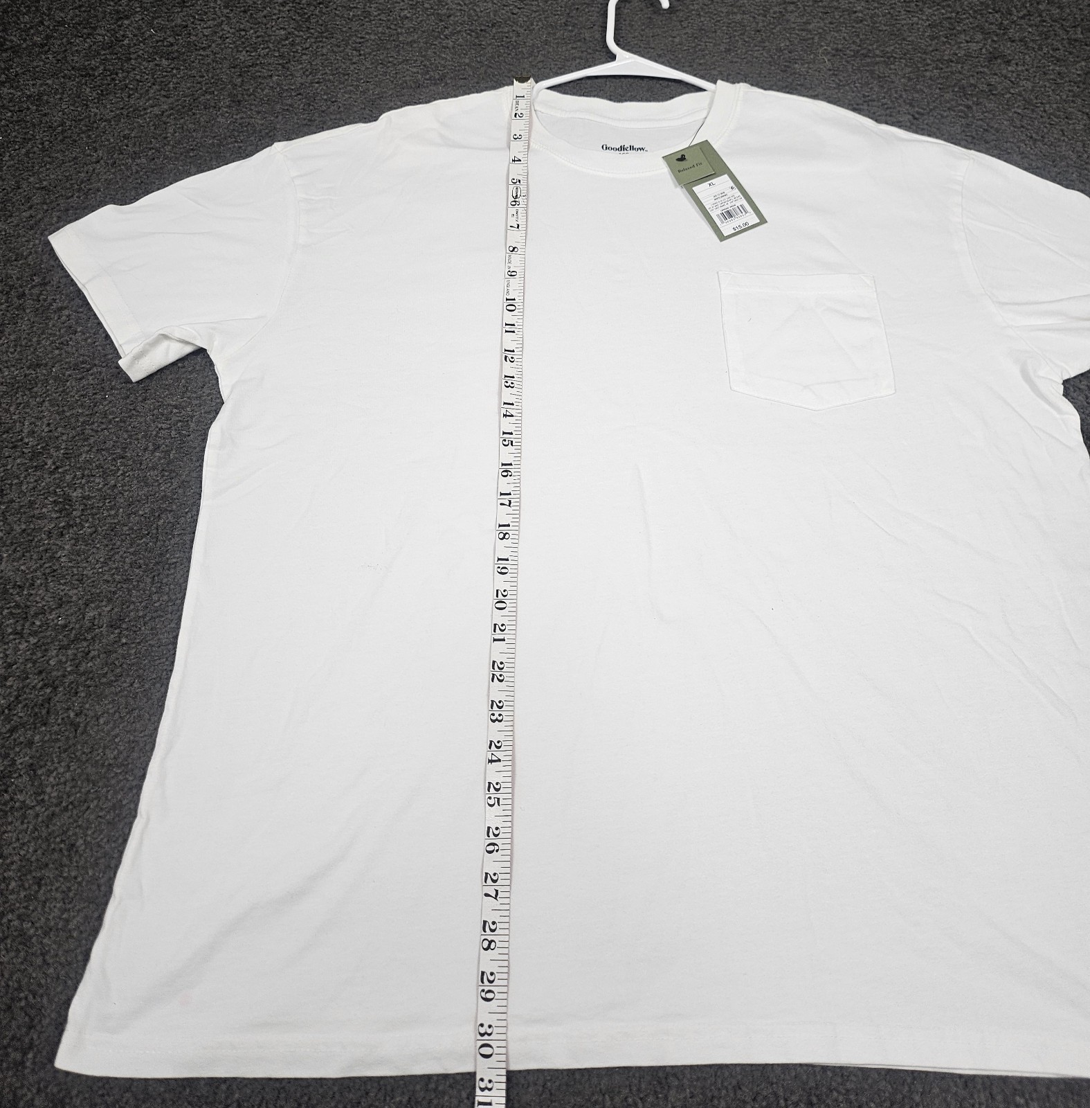 Men’s Crew Neck T Shirt XL White “Pack of 2” Pocket Relaxed Fit Goodfellow Co