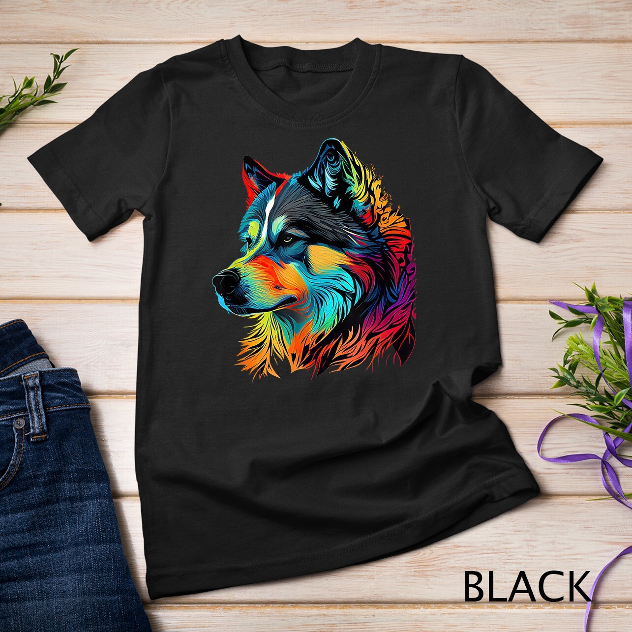 Siberian Husky Lovers Pop Art Huskie Design Siberian Husky Unisex T-shirt