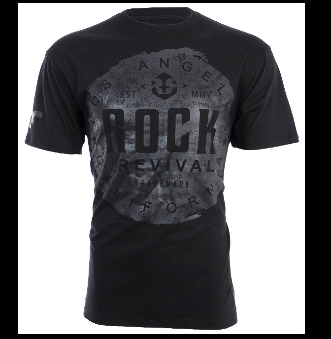 ROCK REVIVAL JEANS Black FREEMAN Regular Fit Short Sleeve Graphic T-shirt NWT